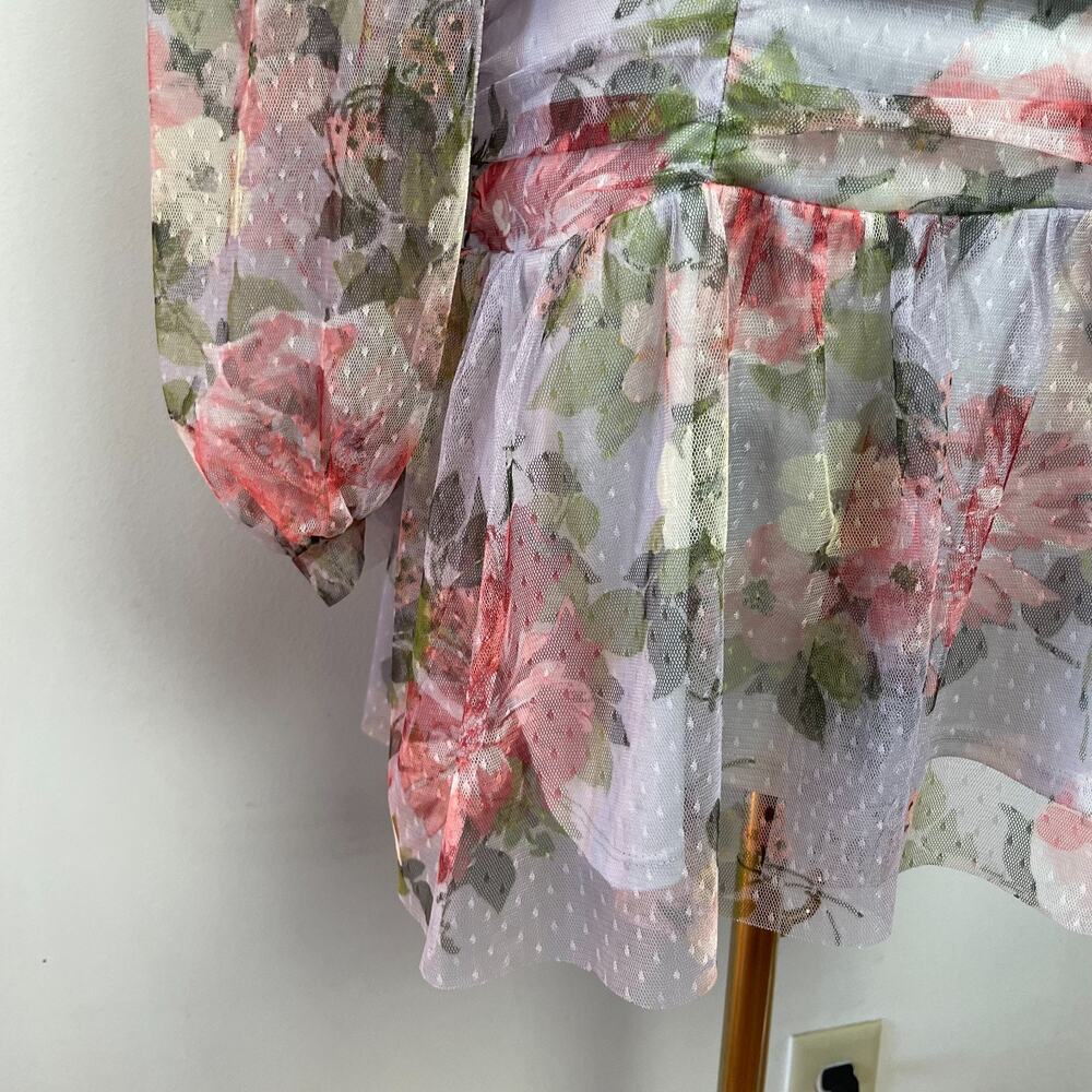 Asos Floral Kentucky Derby Dress Womens 8 Ethereal Mesh Romantic Cottage - Picture 4 of 10